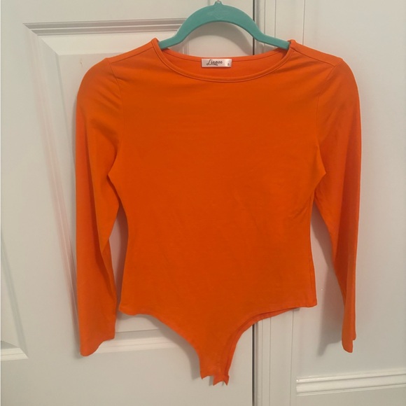 linmon Tops - Orange Long Sleeve Bodysuit